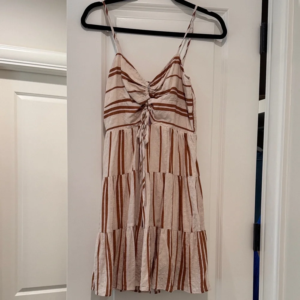 Pink Ruched Ruffled Tiered Mini Sundress - Picture 1 of 2